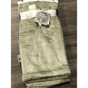 Thro Home Baby Boy Blanket Elephants Embossed Desert Sage Green Sherpa New